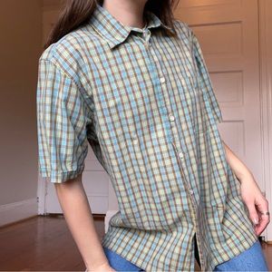 y2k plaid button up 🎧